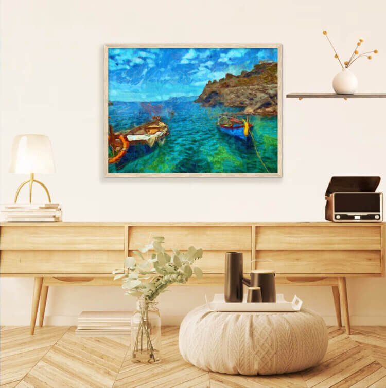 Traveling on the water painting - Wooden Framed Painting